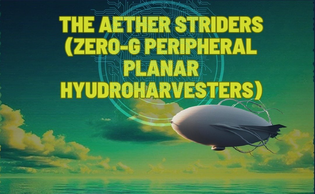 THE AETHER STRIDERS: a silver airship floating above a green ocean