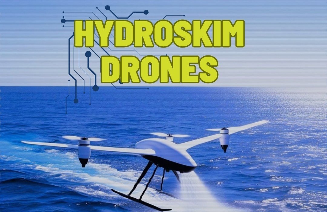 HYDROSKIM DRONES: a white drone skimming the ocean surface