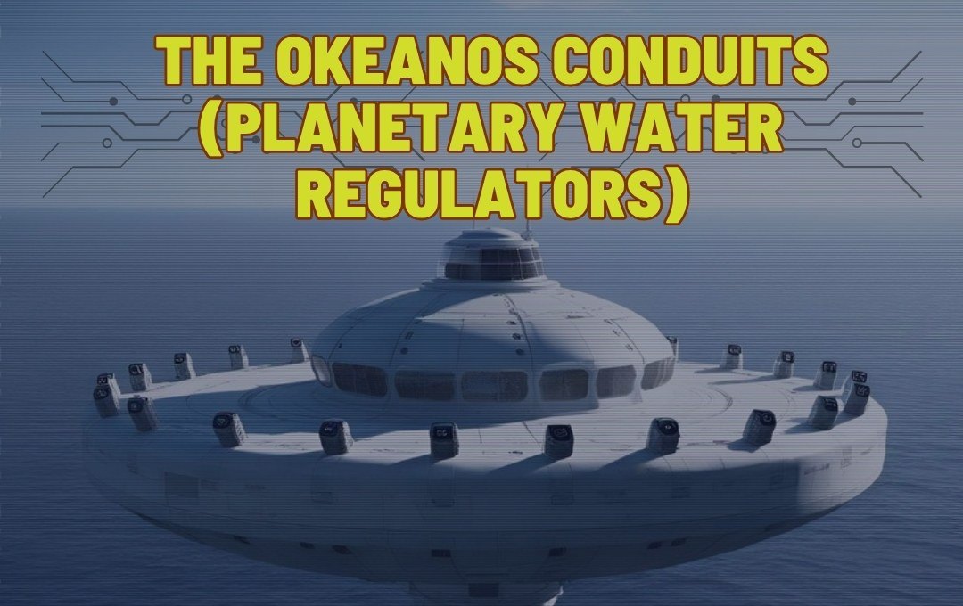 THE OKEANOS CONDUITS: a round white platform standing on a calm sea